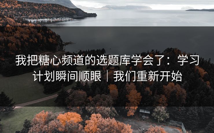 我把糖心频道的选题库学会了：学习计划瞬间顺眼｜我们重新开始