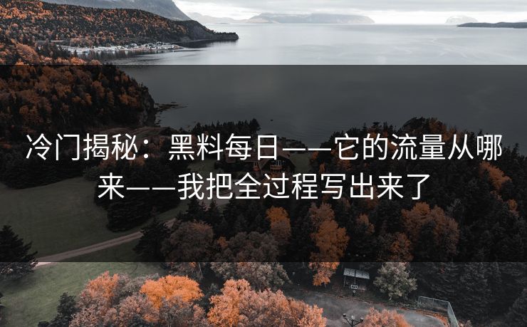 冷门揭秘:黑料每日——它的流量从哪来——我把全过程写出来了 冷门揭秘:黑料每日——它的流量从哪来——我把全过程写出来了